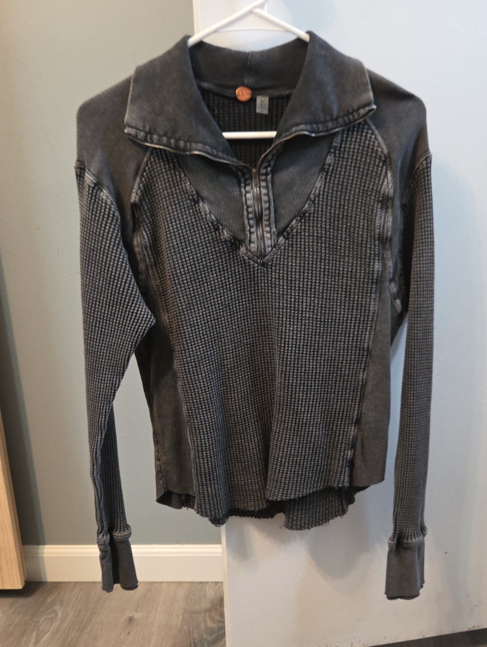 FP ONE Washed Black Quarter Zip Pullover